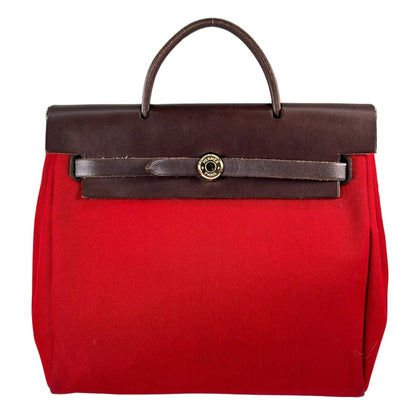 Hermes Herbag a Dos PM Towarmilode Leather Orange Brown Red Backpack Gold