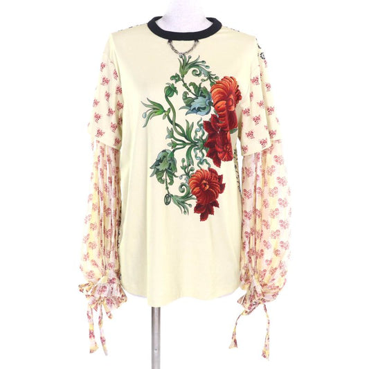 Louis Vuitton 2021 100% Cotton Floral Silk Sleeve Cut And Sewn Yellow XS (size