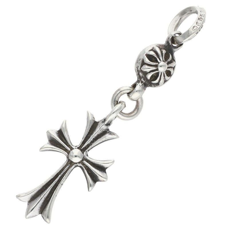 Chrome Hearts Tny CH Crs 1 Ball Tiny Ch Cross Charm Silver Necklace Top