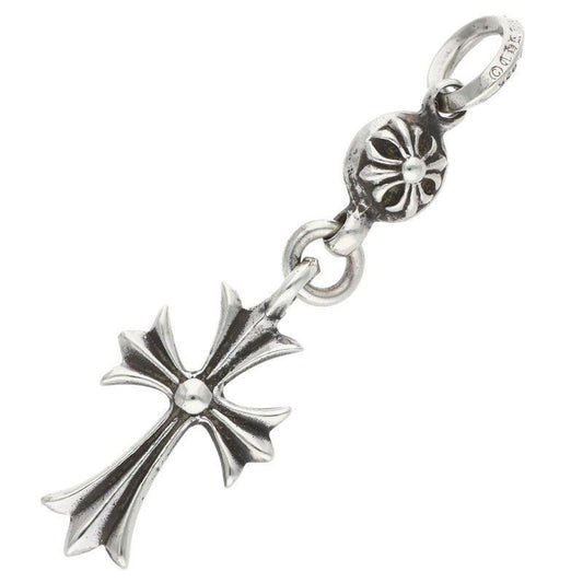 Chrome Hearts Tny CH Crs 1 Ball Tiny Ch Cross Charm Silver Necklace Top