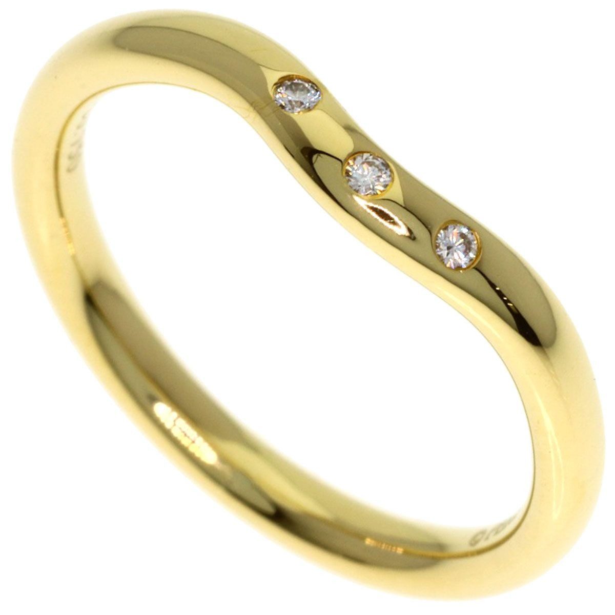 Tiffany & Co Curved Band Diamond Ring 18k Yellow Gold