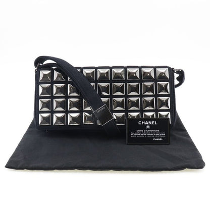 Chanel Chocolate Bar Ice Cube Cotton Black Women's Shoulder Bag