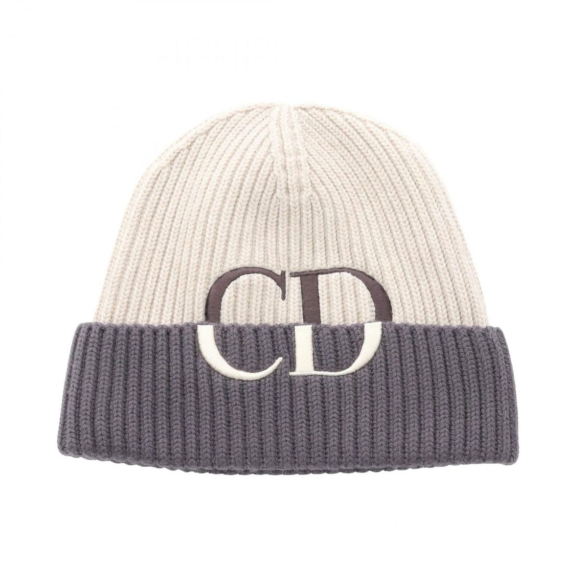 Dior Knit Cap Cdlogo Embroidery Cap Beige Wool