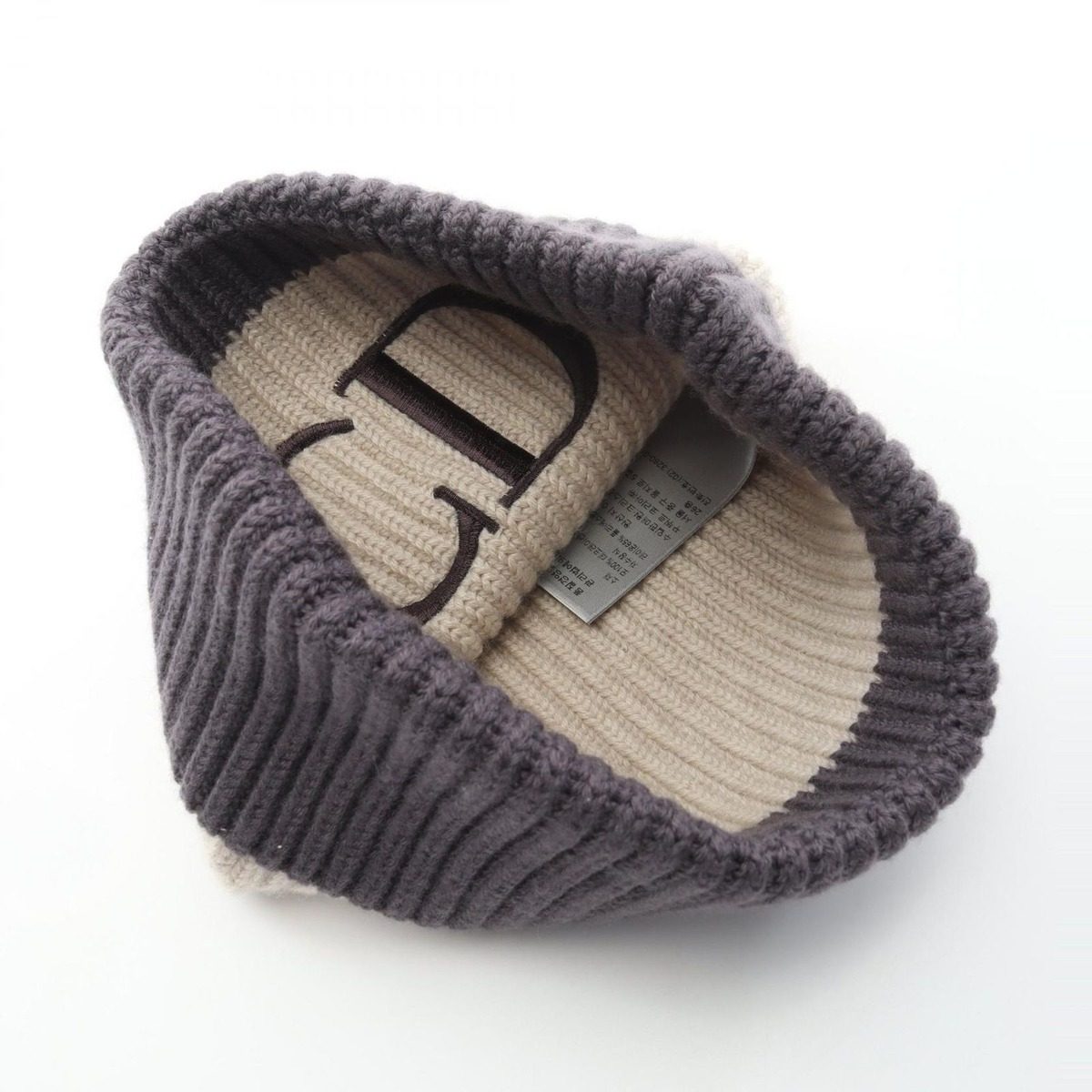 Dior Knit Cap Cdlogo Embroidery Cap Beige Wool — view 3