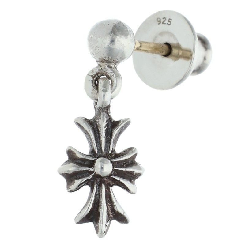 Chrome Hearts Tny CH Pls 1 Tiny Ech Plus Drop Silver Earrings