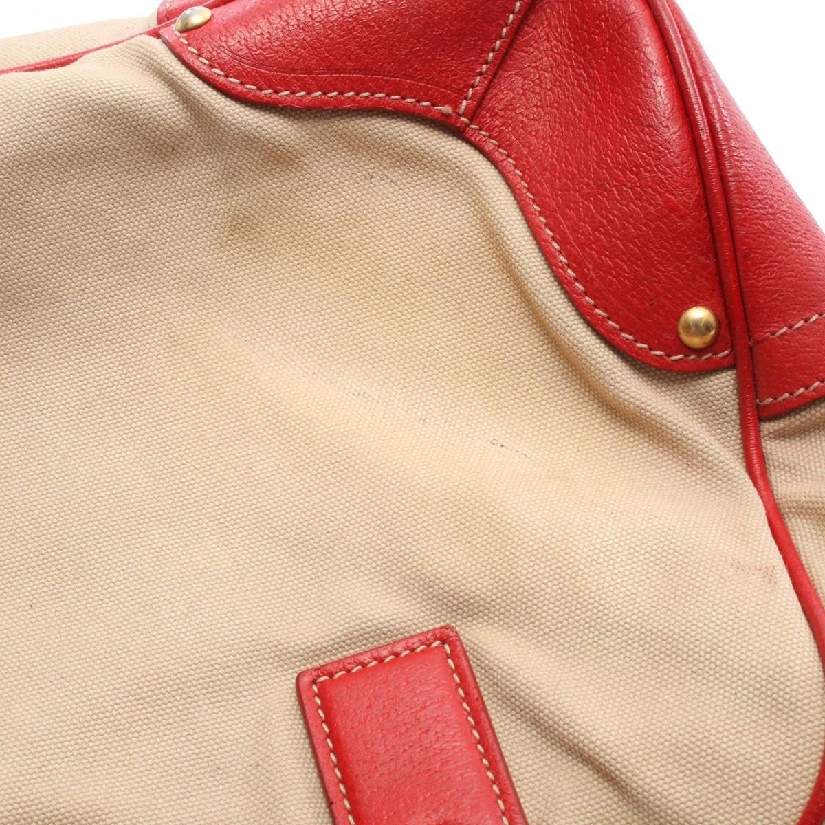 Prada Handbag 2-Way Beige Red Canvas Leather Shoulder — view 13