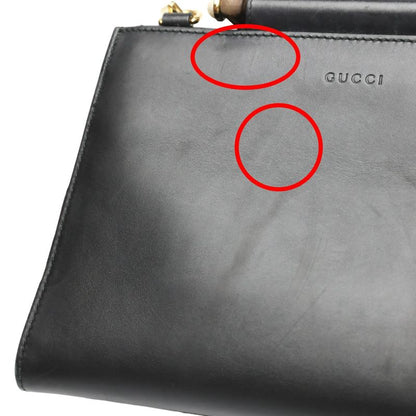 Gucci 459076 Leather Bamboo 2-way Bag Handbag Gucci Black