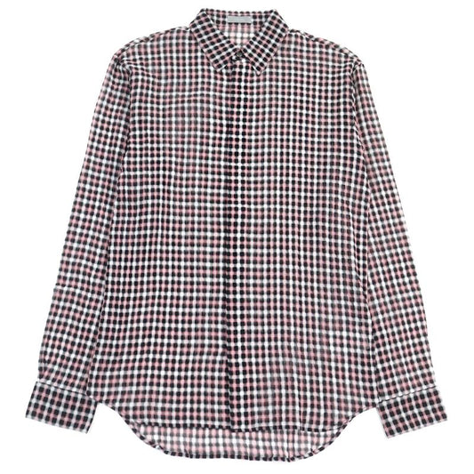 DIOR Homme 293c516a5571 100% Cotton Logo Button Plaid Long Sleeve Shirt Pink