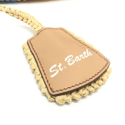 Prada Handbag Logo St Barth's Island Limited Edition 1bg454 Raffia Beige