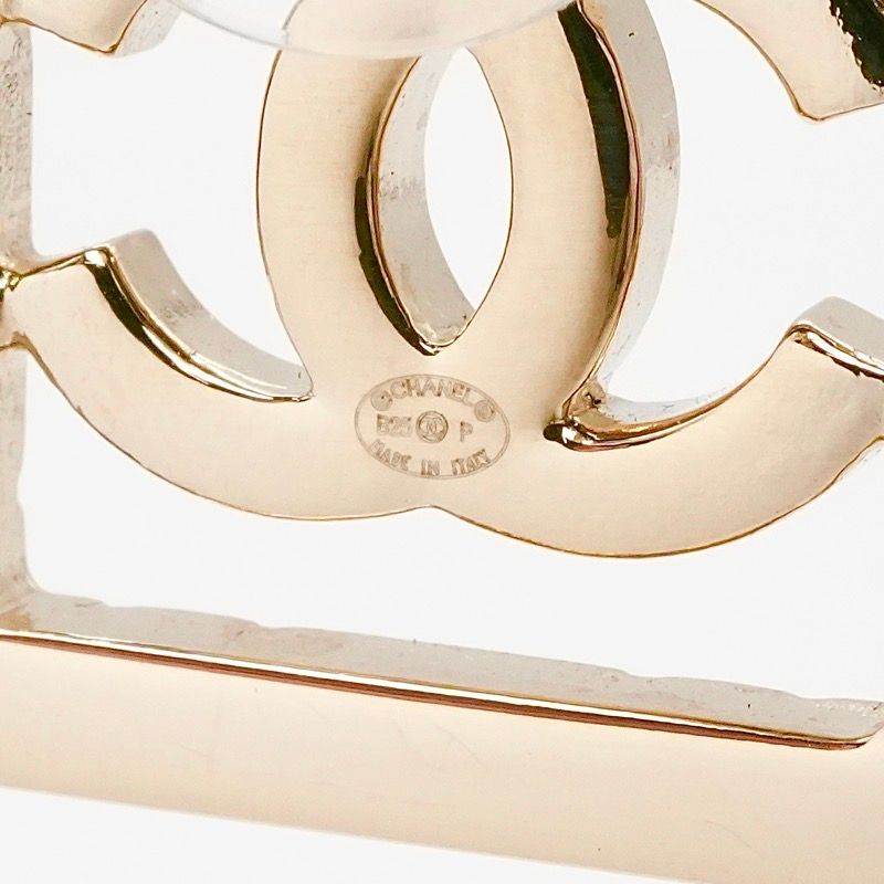 Chanel Earrings Earring Gold Coco Mark Square Matelasse Rhinestone