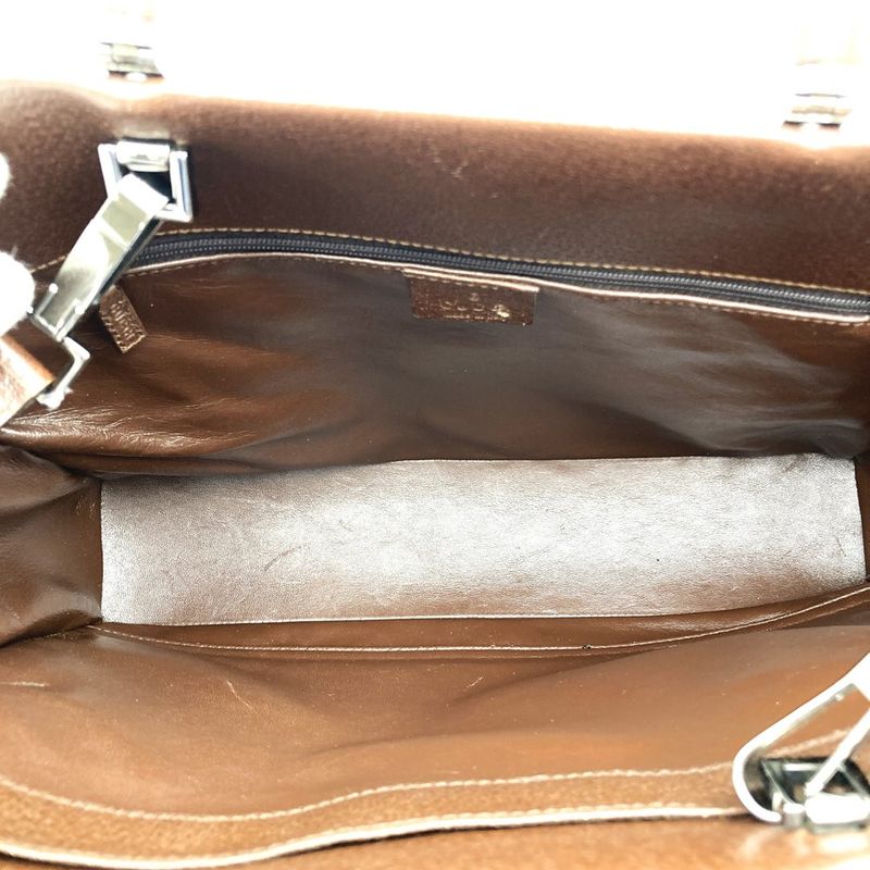 Gucci 002103 Handbag Shoulder Bag Business Bag Leather Brown
