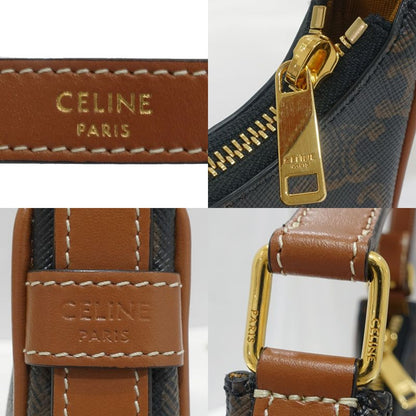 Celine Ava Mini Triomphe Handbag 10i602ds1.04lu PVC Cuffskin Tan Gold