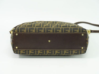 Authentic Fendi Zucca 2WAY Shoulder Bag Handbag Pochette Canvas Brown 15096
