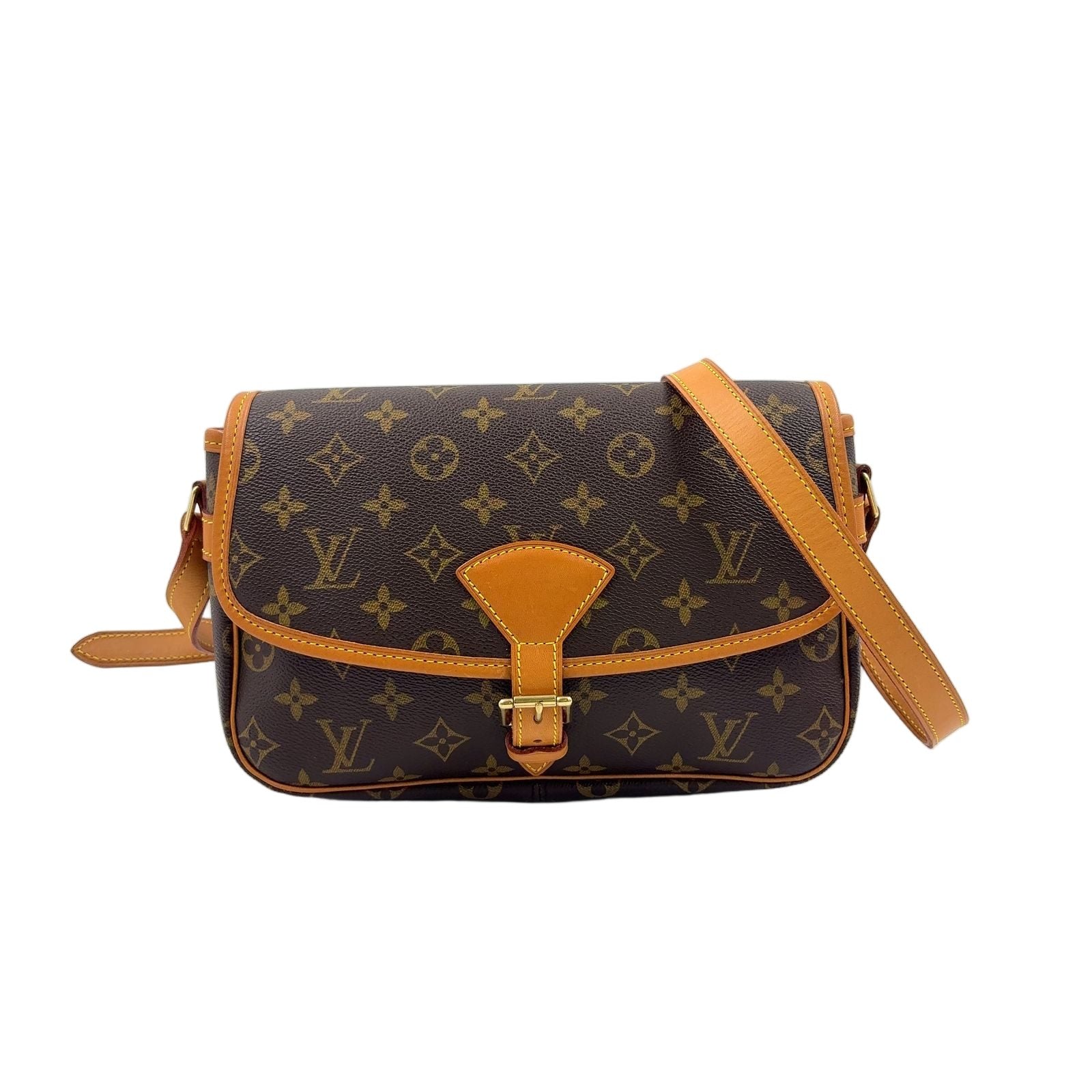 Louis Vuitton Sologne Monogram Leather Brown Shoulder Bag Gold