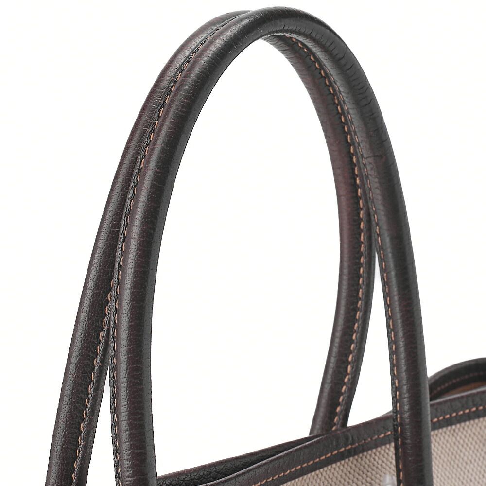 Hermes Garden Party TPM Handbag Toile Ash Ivory X Brown Silver Hardware Ladies