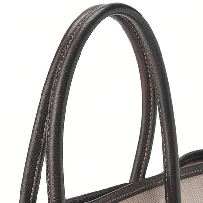 Hermes Garden Party TPM Handbag Toile Ash Ivory X Brown Silver Hardware Ladies