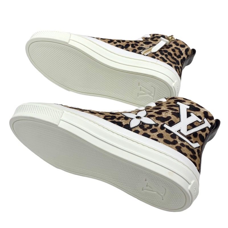 Louis Vuitton Stellar Line Sneakers Shoes Harako Leather Brown White Unused