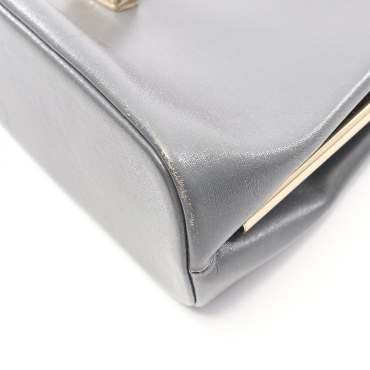 Bvlgari Shoulder Bag Gold Gray Leather — view 10