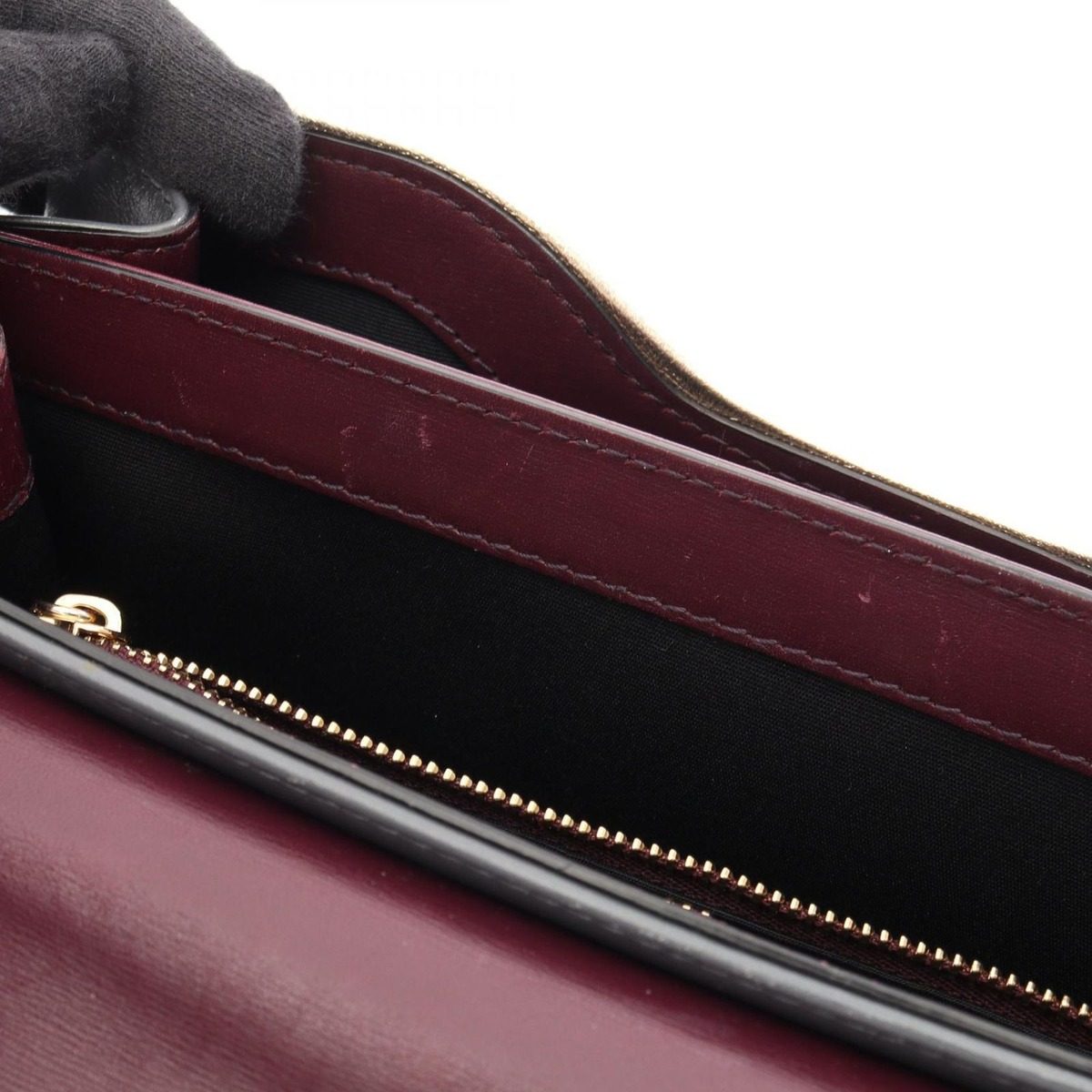 Bvlgari Shoulder Bag Gold Gray Leather — view 6