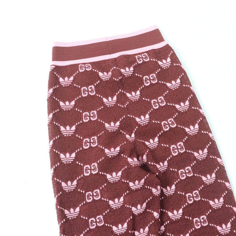 Gucci×adidas 693830 GG Trefoil Wool Jacquard Jogger Pants Bordeaux Pink S Made
