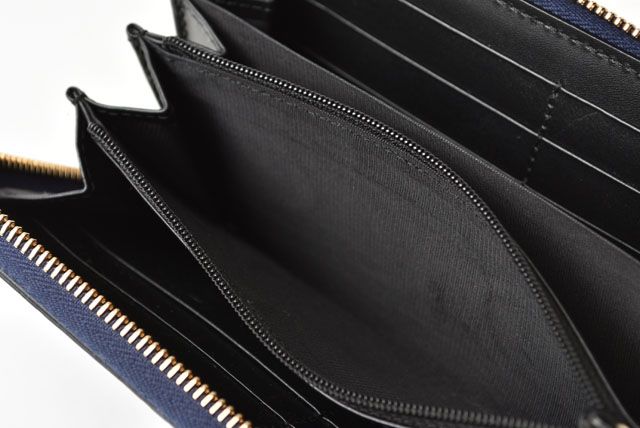 Gucci Wallet Unisex Long Wallet Round Zipper Leather Bee And GG Blue 406609