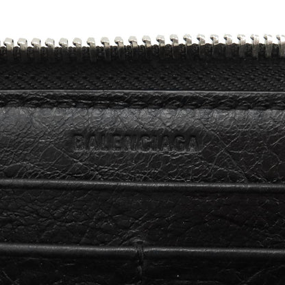 Balenciaga Long Wallet Round Zipper Graffiti Leather Black Silver Hardware