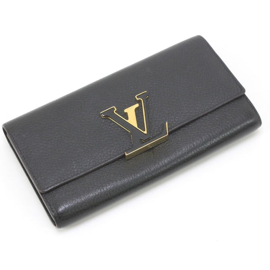Louis Vuitton Taurillon Portefeuille Capucines Long Wallet Black