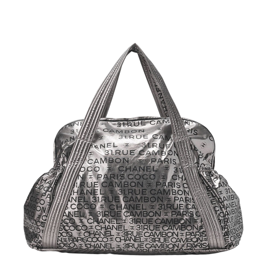 Chanel Tote Bag Nylon Unlimited Large Size Black Silver Hardware Brand [shipping