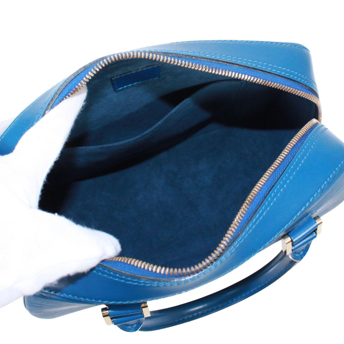 Louis Vuitton Sablon Epi Toledo Blue Leather Handbag Gold — view 7