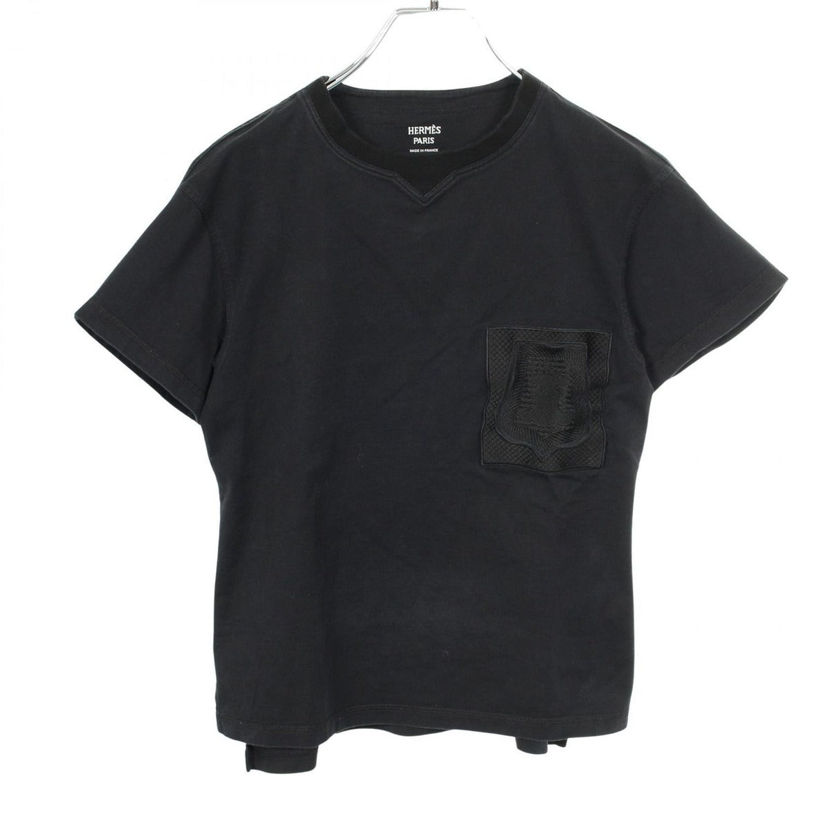 Hermes Short Sleeve T-Shirt Emblem Black Cotton B