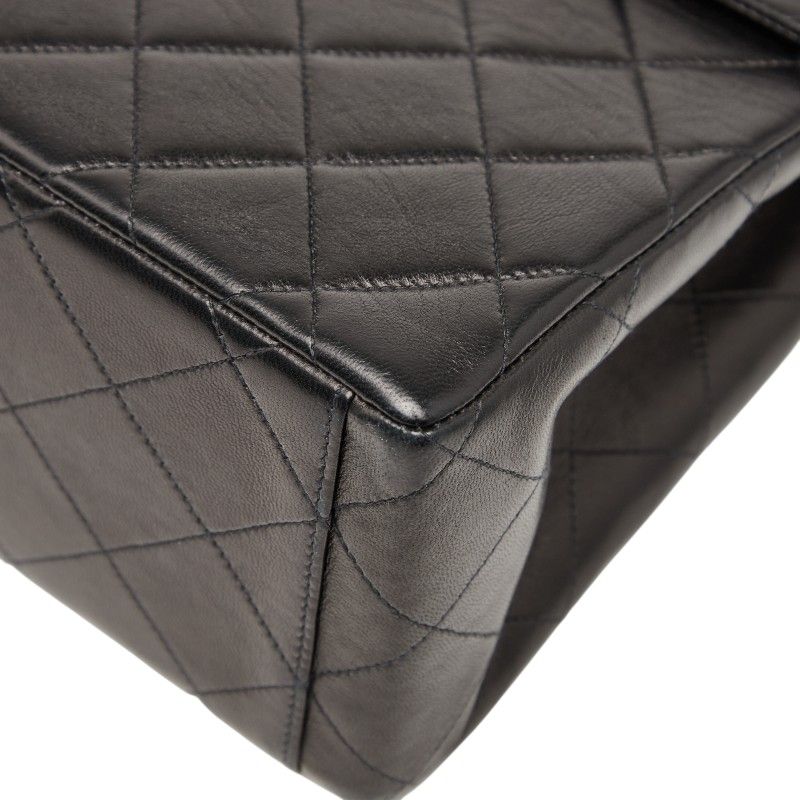 Chanel Coco Mark Deca Matelasse 34 Crossbody Chain Shoulder Bag Black Leather