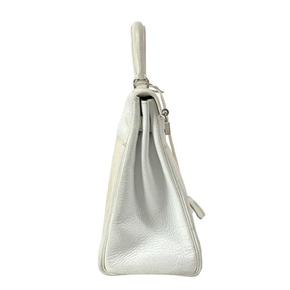 Hermes Handbag Kelly 32 White And Ivory Internal Stitching/silver Hardware