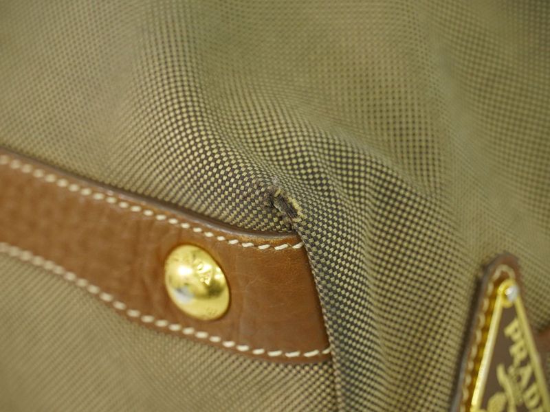Authentic Prada Logo Shoulder Bag Canvas Brown Bag Pre-owned [follow-up Discount