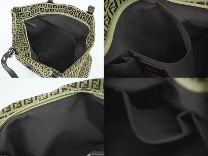 Authentic Fendi Zucchino Shoulder Bag Tote Canvas Beige Brown 8bh215 Zucchino