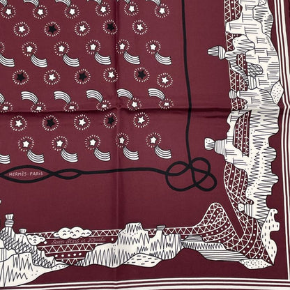 Hermes Scarf LES Canyons Etoiles From The Canyon To The Stars Silk Bordeaux