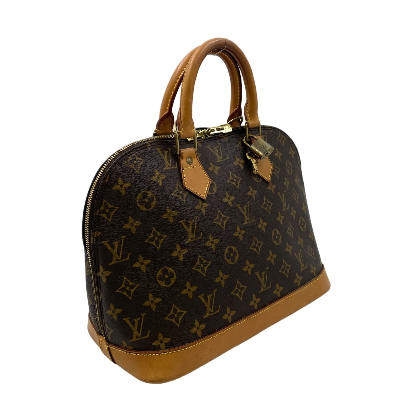 Louis Vuitton Alma PM Monogram Leather Brown Light Handbag Gold — view 2