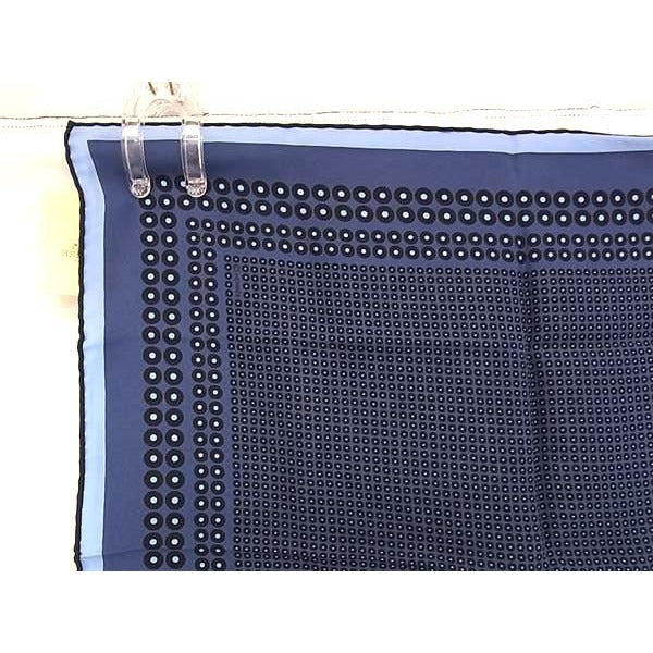 Hermes Carre 40 Petit Gavroche 100% Silk Dotted Scarf Pocket Chief Navy — view 2