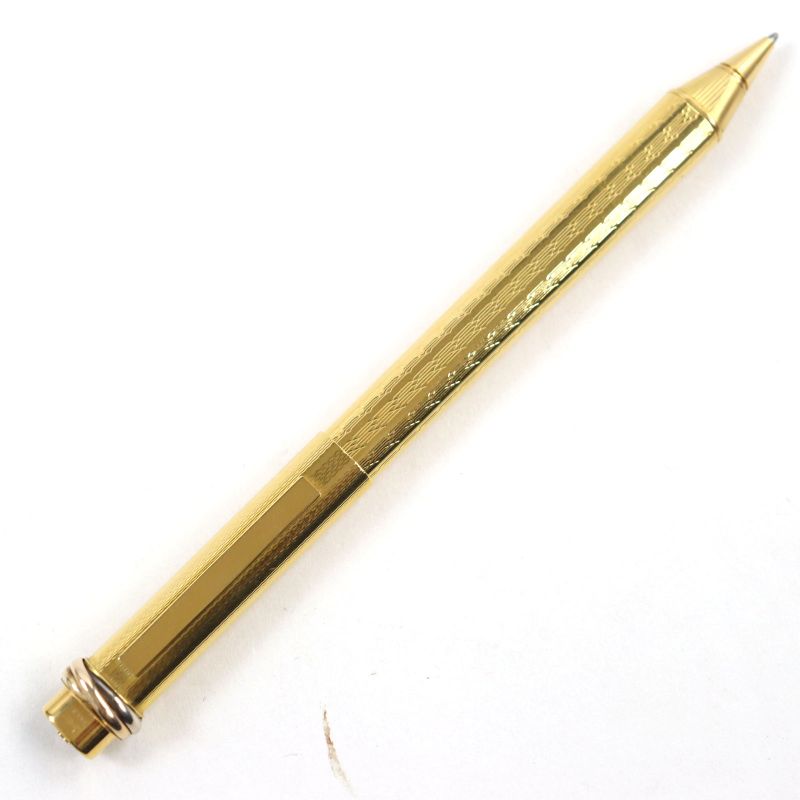 Cartier Vintage Trinity Allover Cap Ballpoint Pen Gold Made In