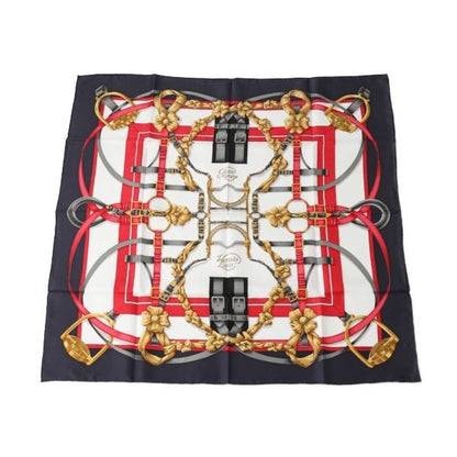 Hermes Carre 90 Large Keynote Crano Manege Scarf Navy