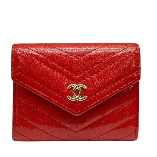 Chanel Chevron V Stitch Coin Case Purse Compact Wallet Mini
