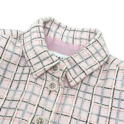 Chanel Jacket P78912v Tweed Pink Dress Buttown Down Pastel White