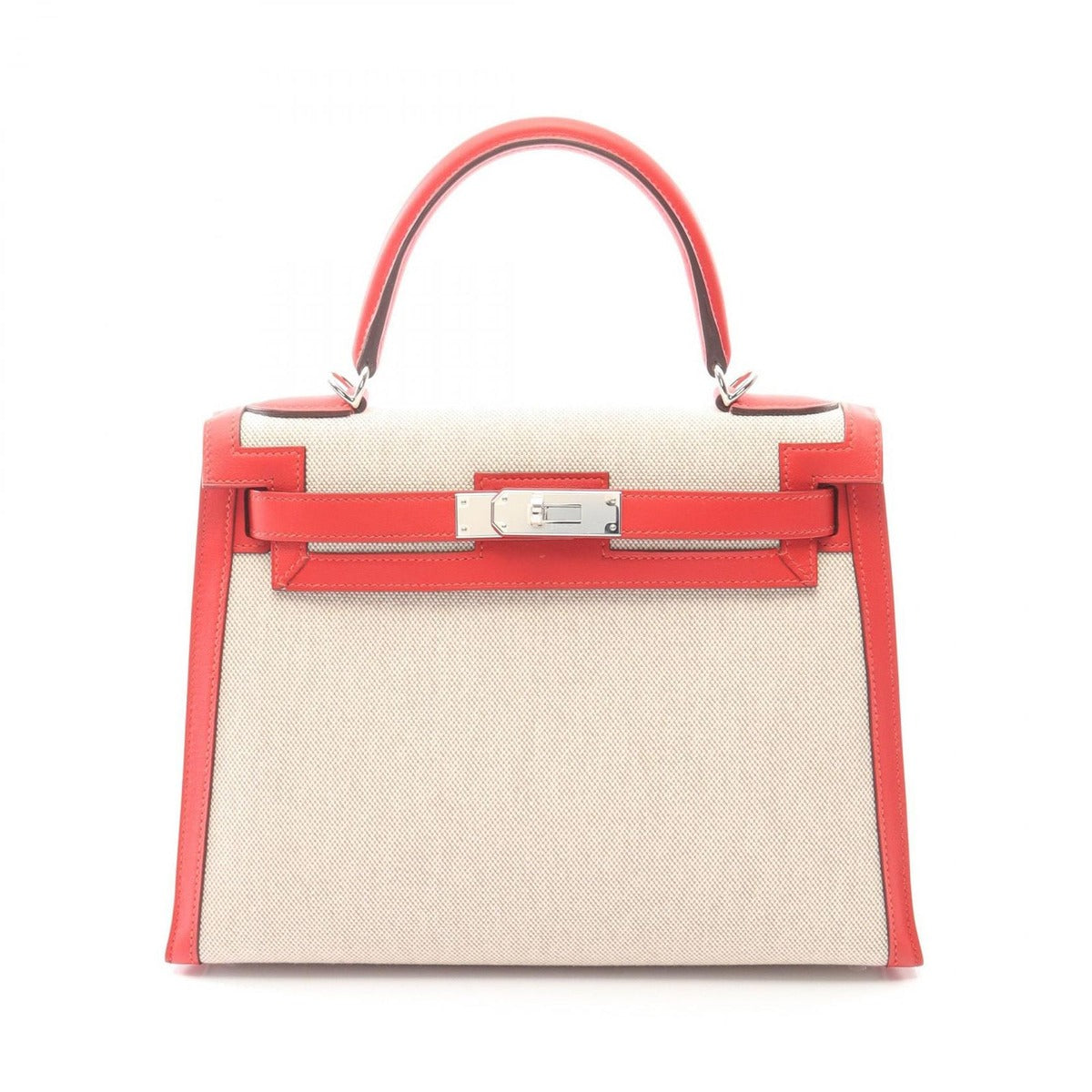 Hermes Handbag Kelly 28 Ecru le Juc Canvas Leather