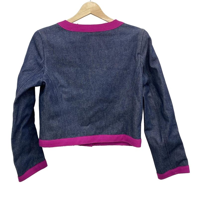Fendi Jeans Jacket Size IT 42 Women - 595543 Blue And Pink Denim Collarless