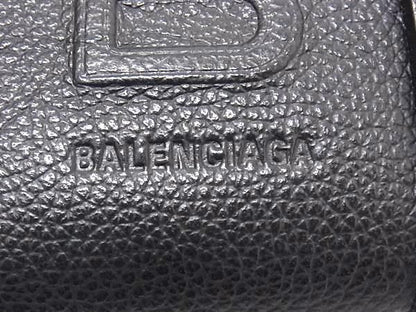 Balenciaga 644722 Hourglass Leather Crossbody Shoulder Bag Black Bp4488