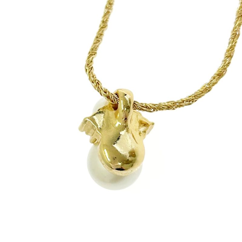 Christian Dior GP Rhinestone Faux Pearl Necklace Gold 409127 Necklace