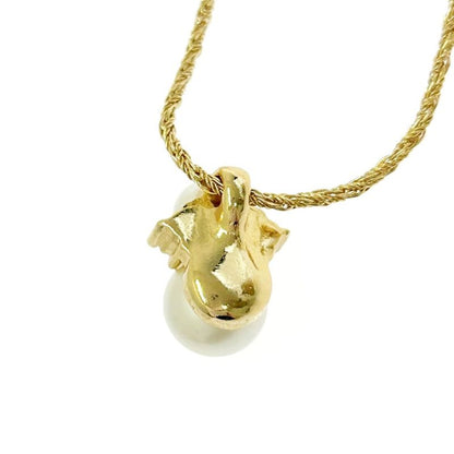 Christian Dior GP Rhinestone Faux Pearl Necklace Gold 409127 Necklace