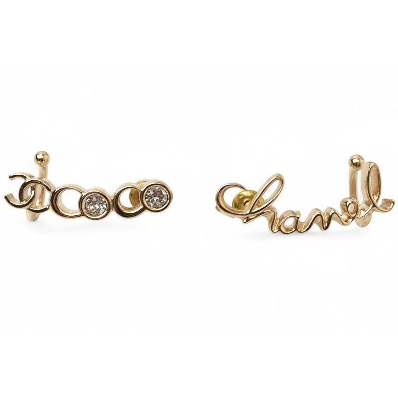 Chanel Accessories Coco Logo Rhinestone Gold A22