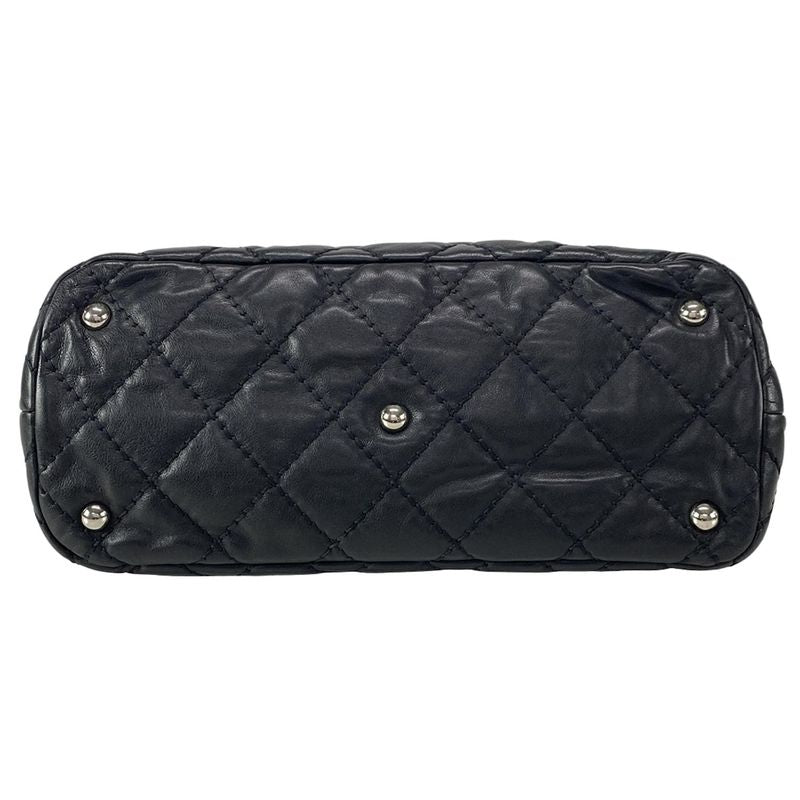 Chanel Tote Bag Wild Stitch Black Chain Shoulder/silver Hardware Leather