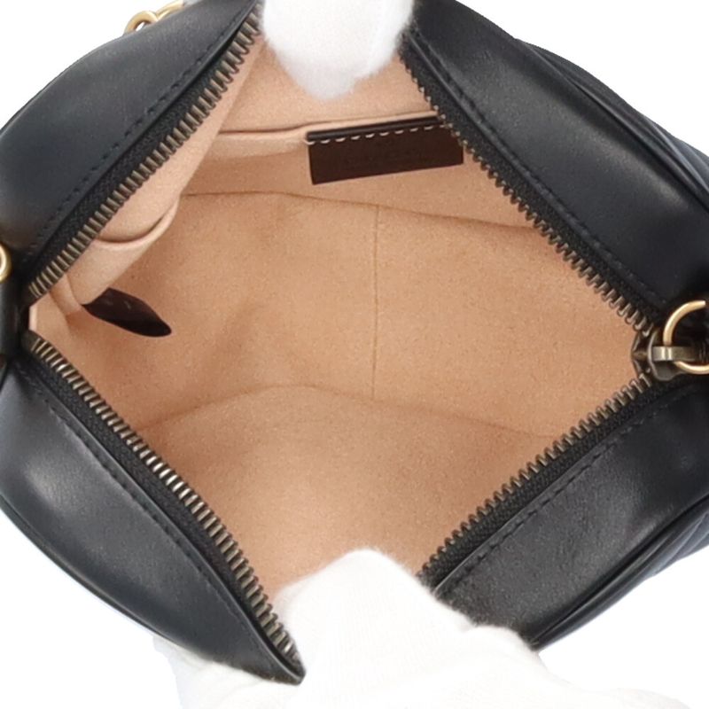 Gucci Quilted Mini Bag GG Marmont Shoulder Bag Leather 448065 Black Ladies