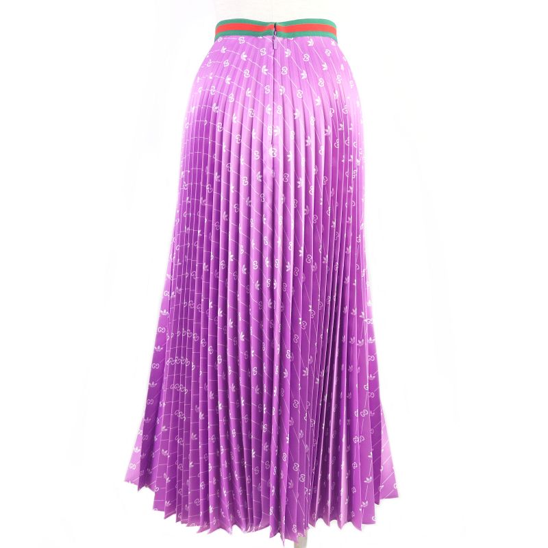 Gucci Adidas 696770 Webline GG Logo Trefoil Long Skirt Pleated Skirt Purple 42